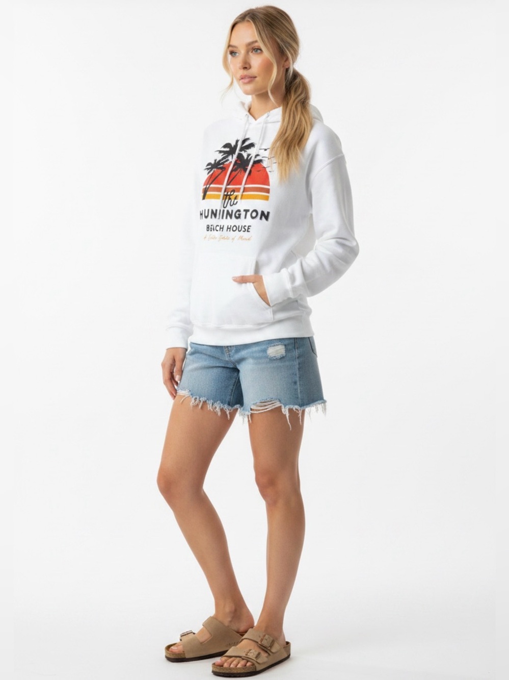 Huntington Beach House Palm Sunset Hoodie